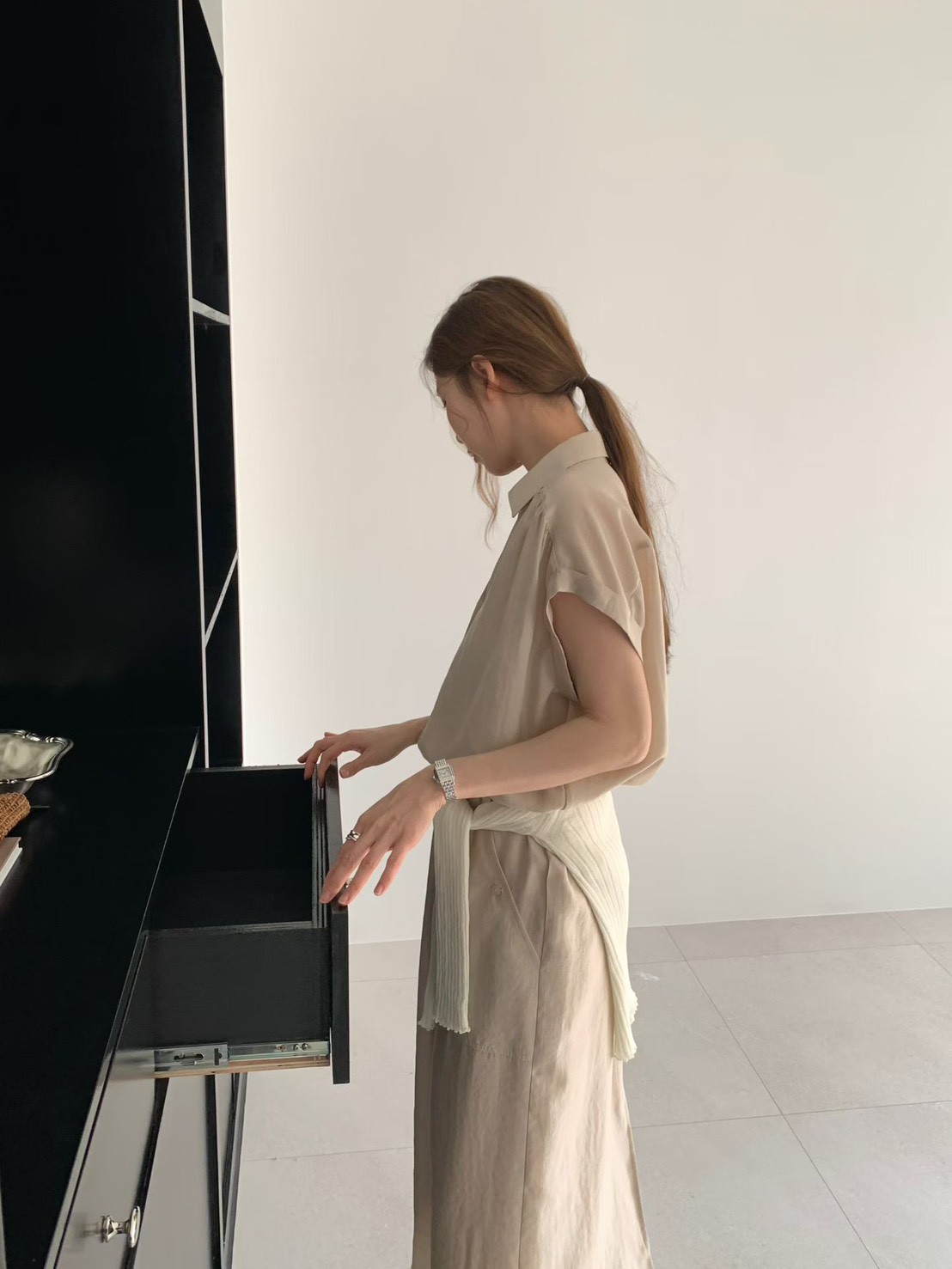 B38.光澤氣質襯衫領洋裝