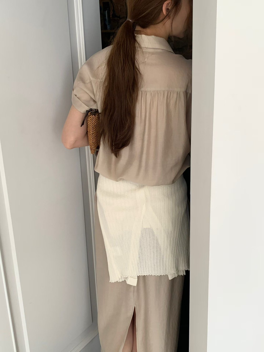 B38.光澤氣質襯衫領洋裝