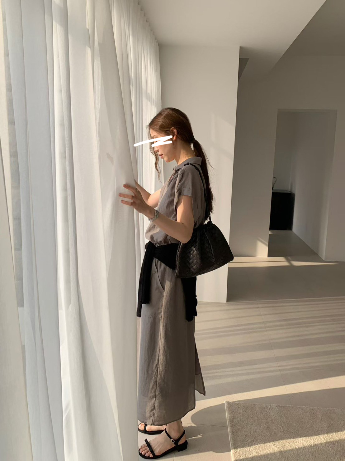 B38.光澤氣質襯衫領洋裝