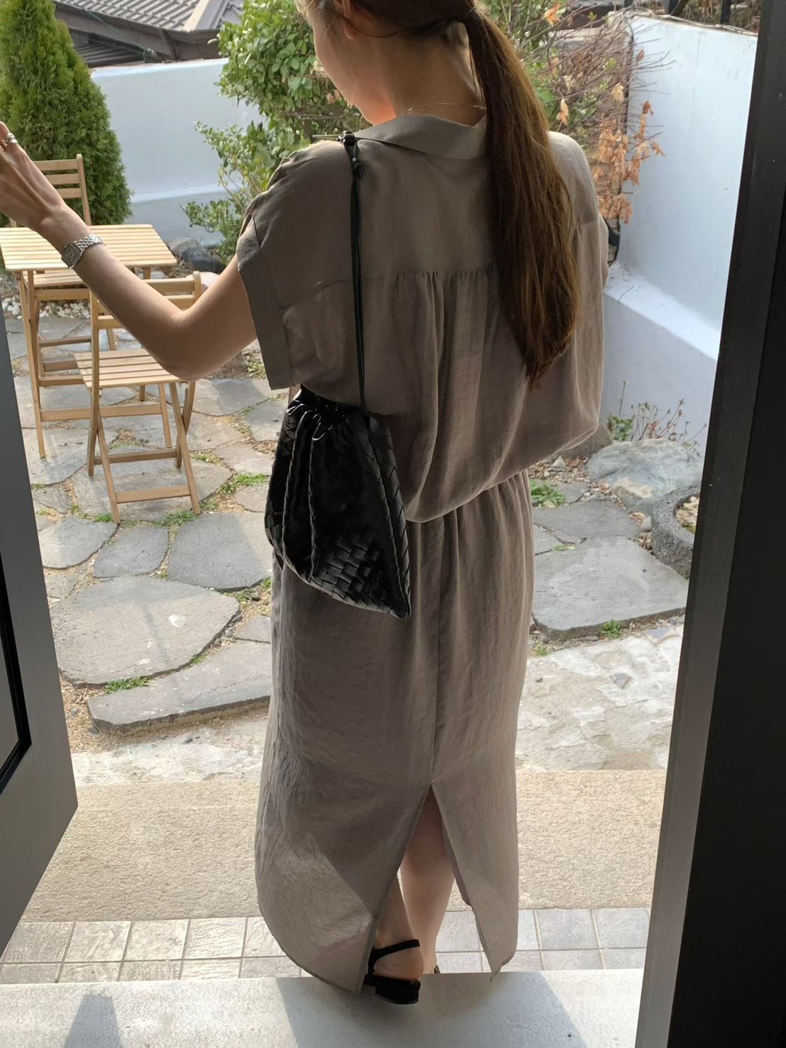 B38.光澤氣質襯衫領洋裝