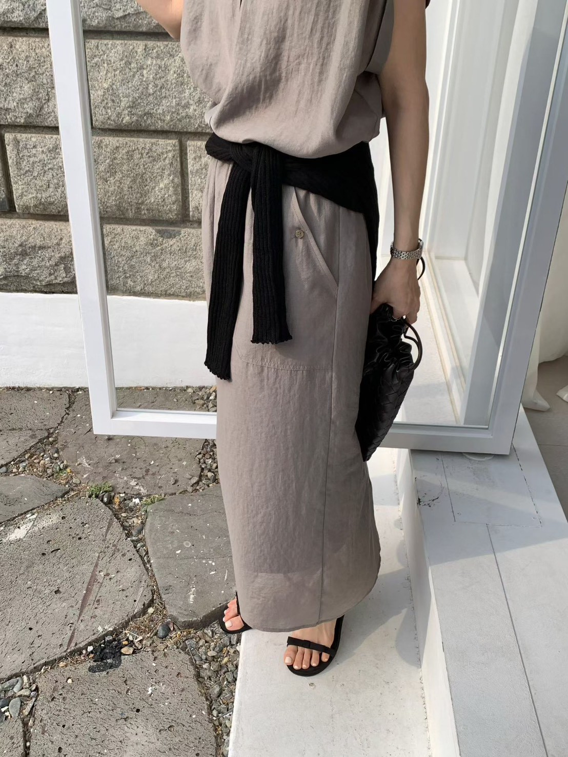 B38.光澤氣質襯衫領洋裝