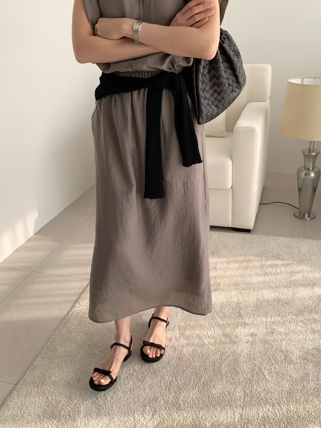 B38.光澤氣質襯衫領洋裝