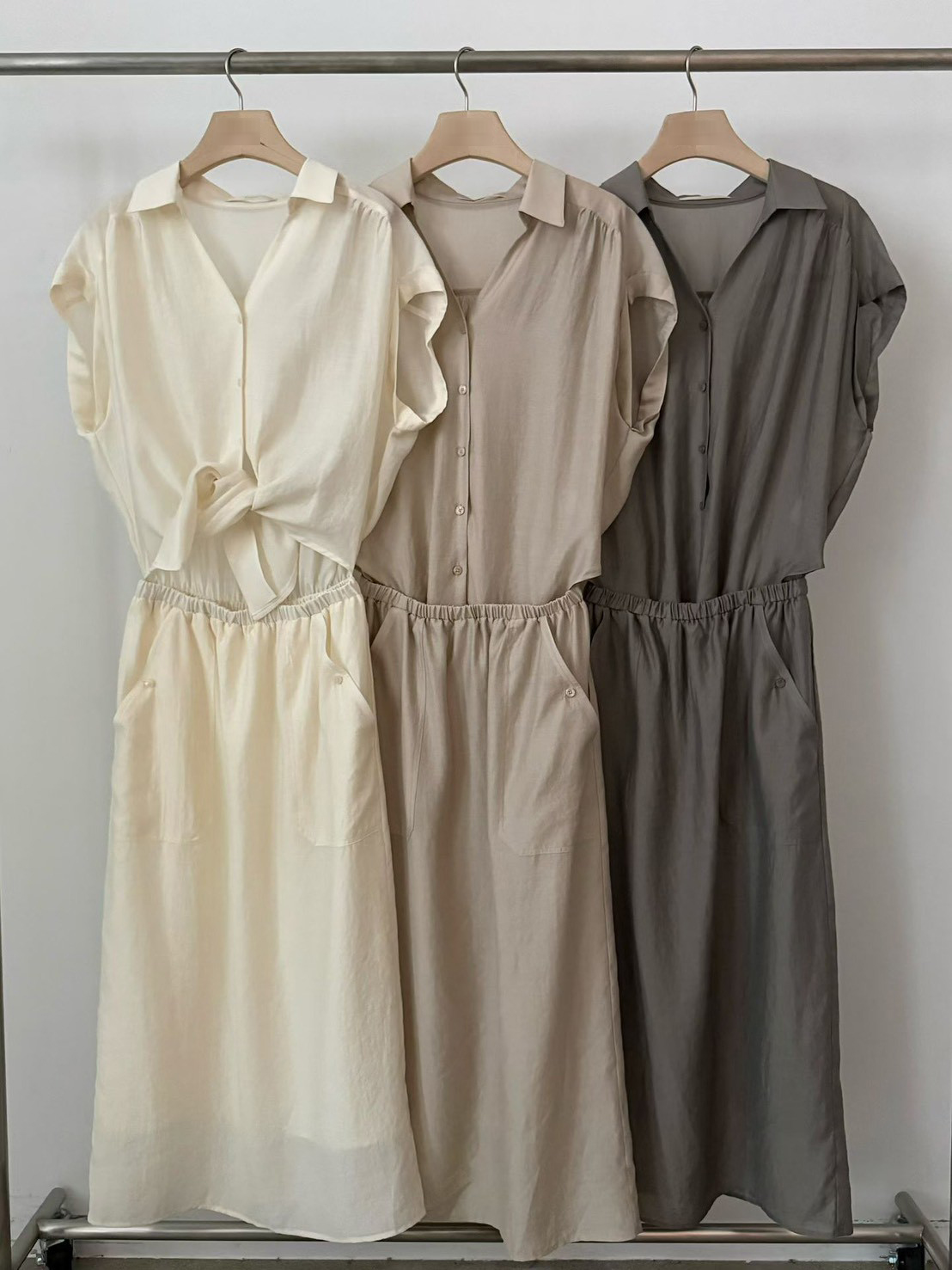 B38.光澤氣質襯衫領洋裝