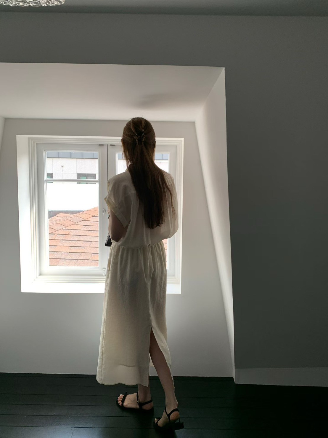 B38.光澤氣質襯衫領洋裝