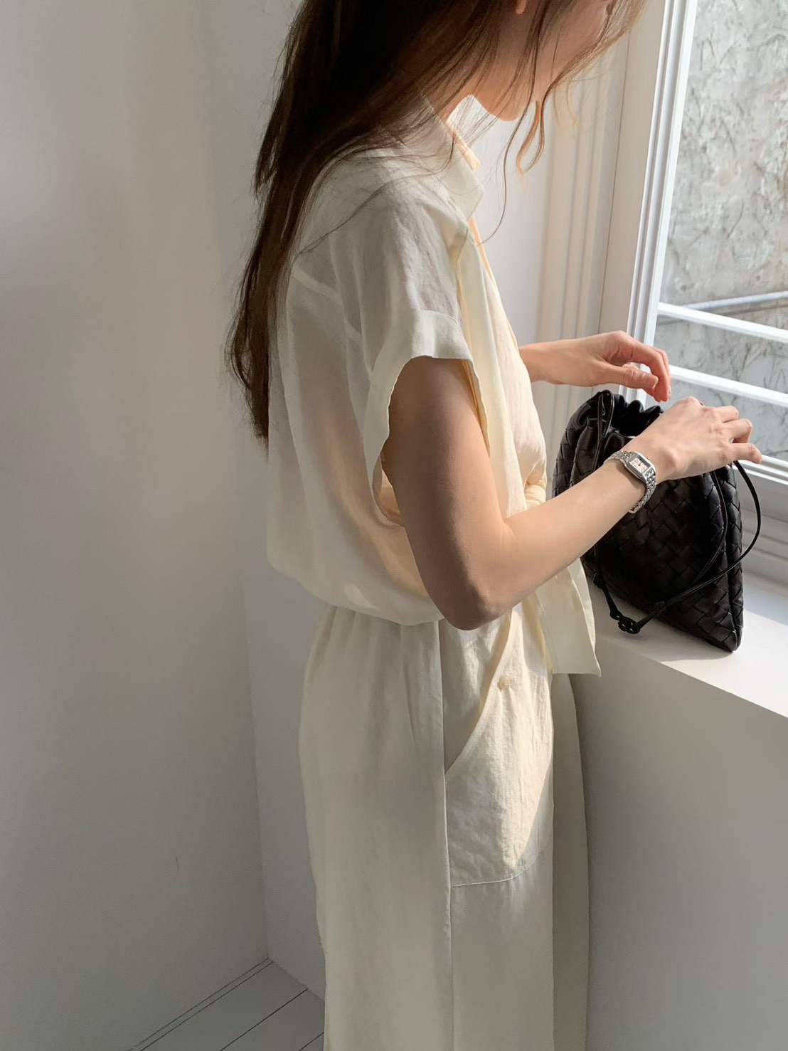 B38.光澤氣質襯衫領洋裝