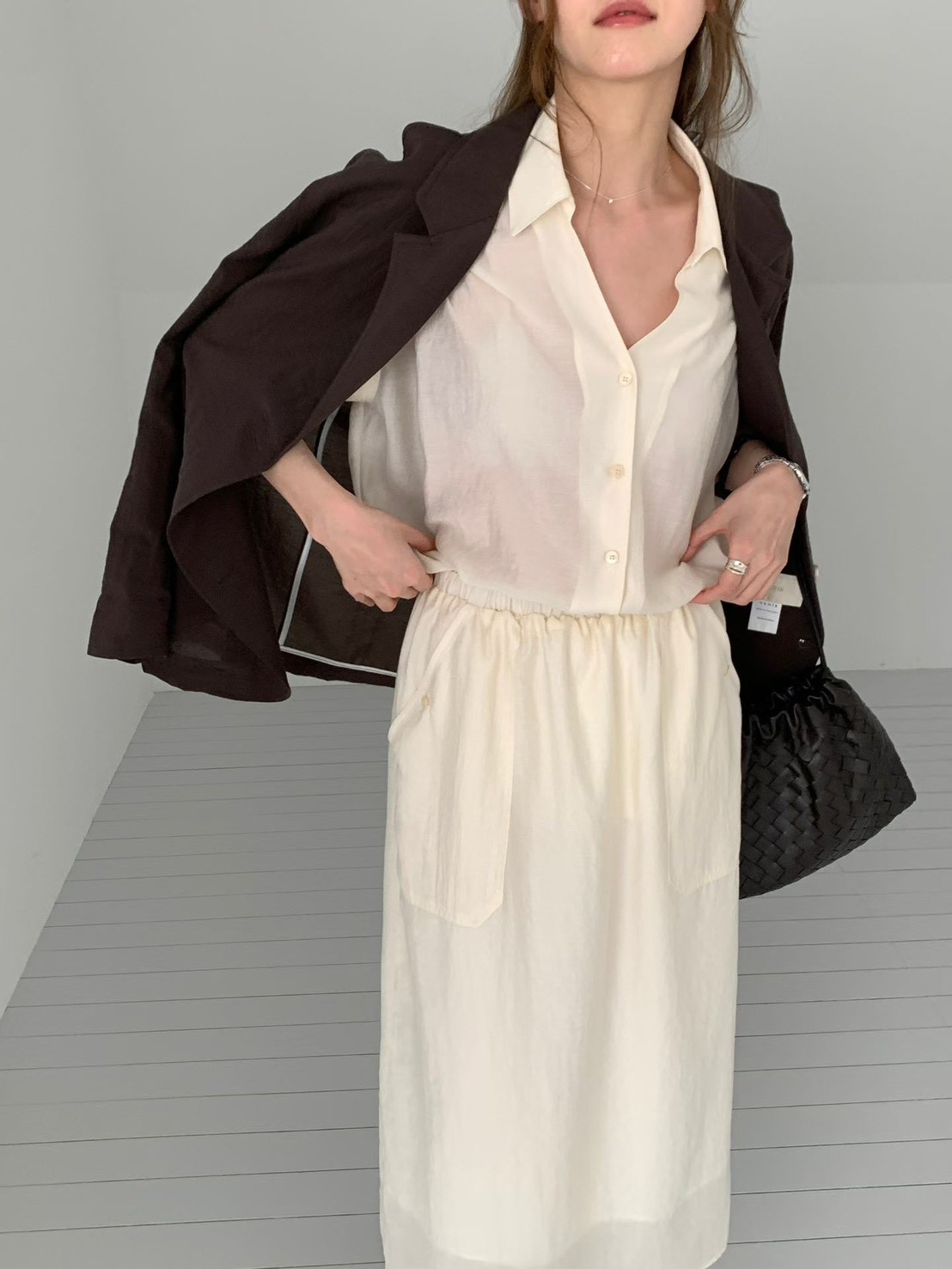 B38.光澤氣質襯衫領洋裝