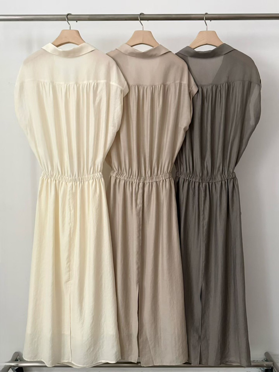 B38.光澤氣質襯衫領洋裝