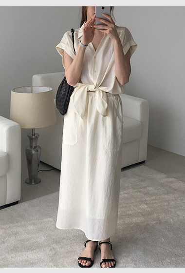 B38.光澤氣質襯衫領洋裝