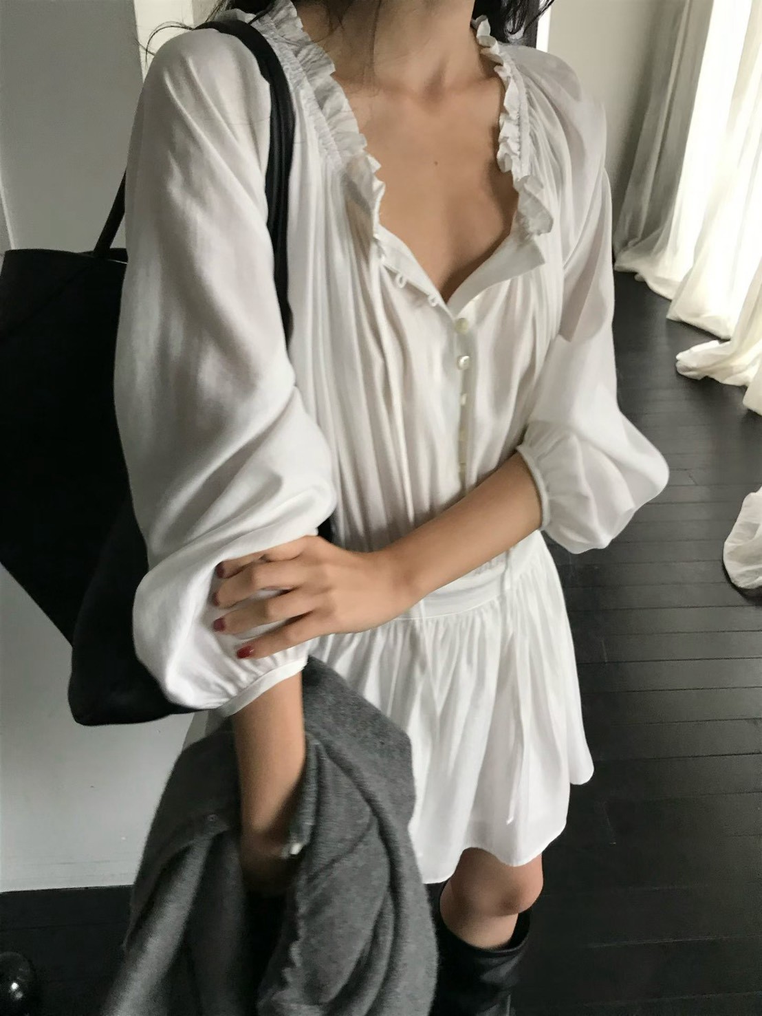 B95.小V家甜美抓皺小洋裝