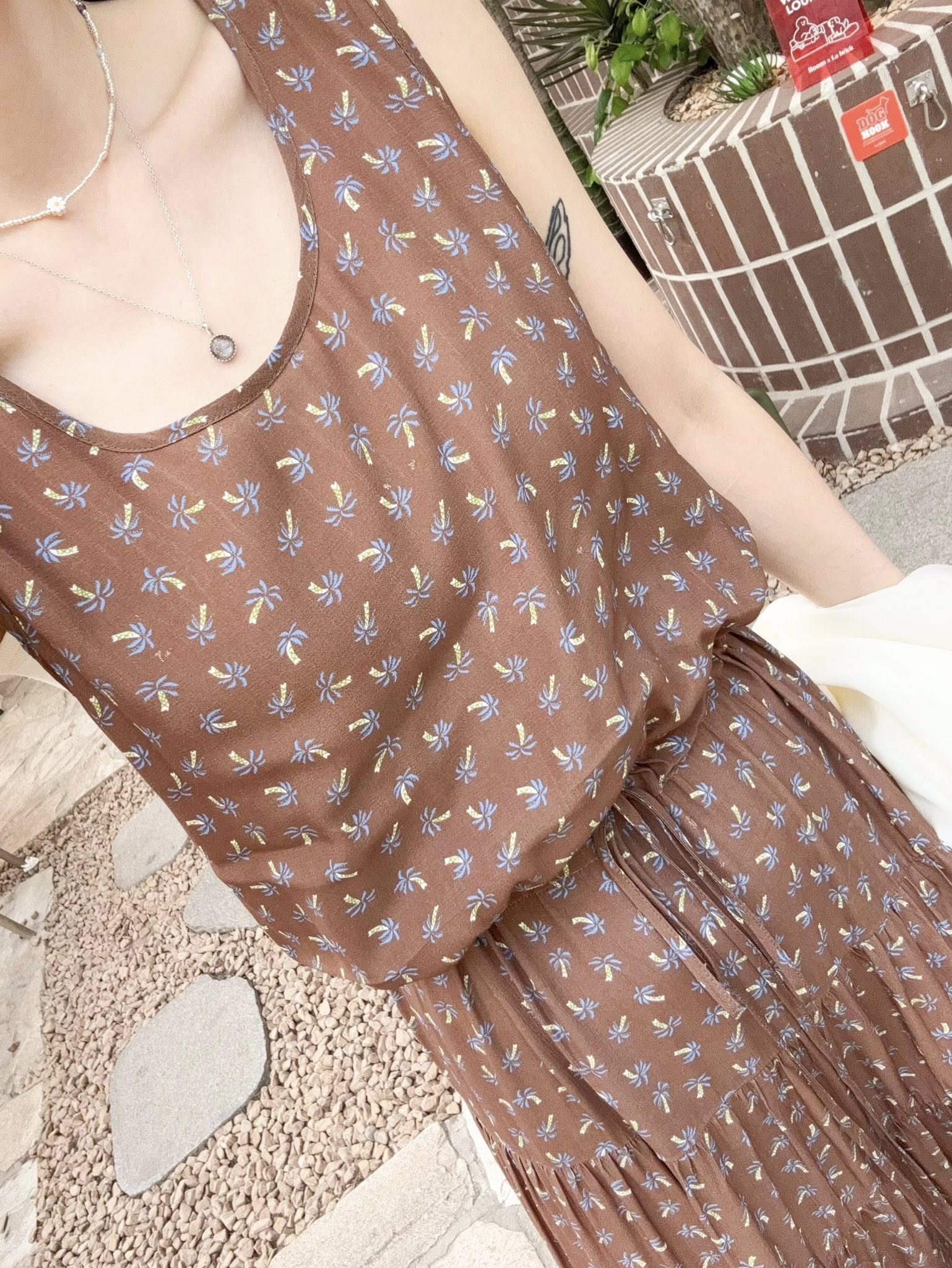 椰子樹RAYON印花蛋糕洋裝