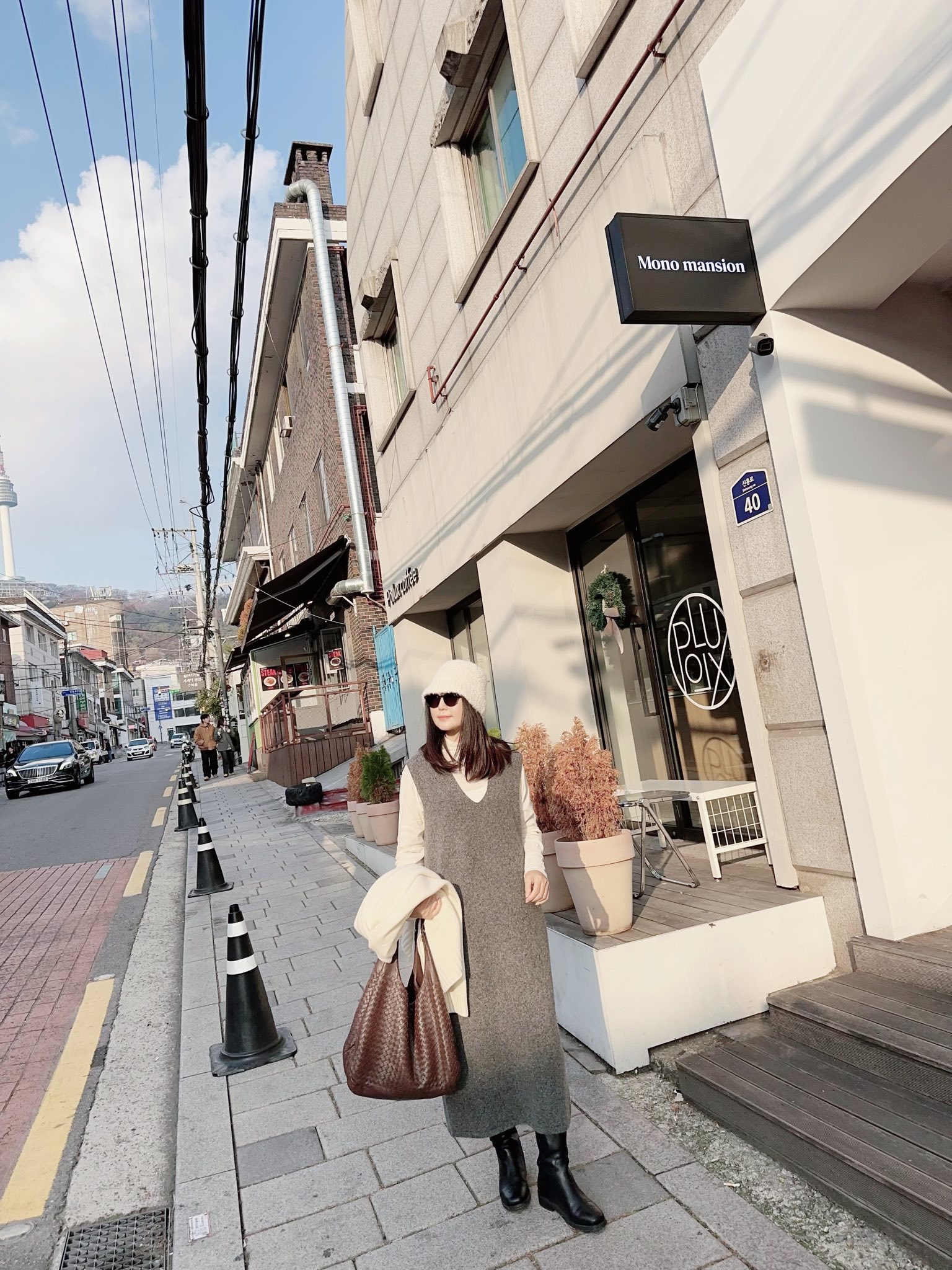 B97.質感家V領單口袋背心針織長洋裝