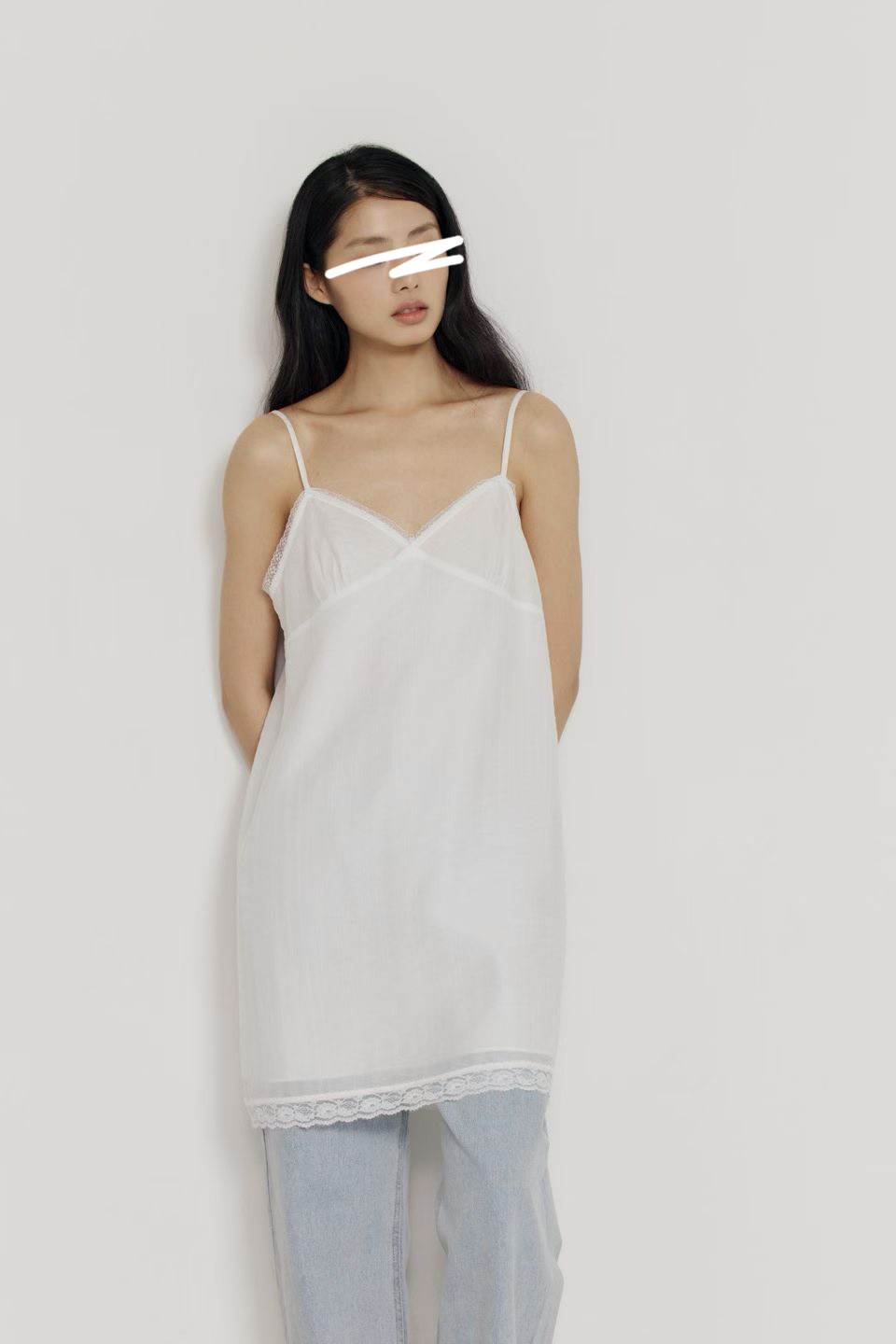 A32.瘦瘦歐膩細肩帶蕾絲長背心