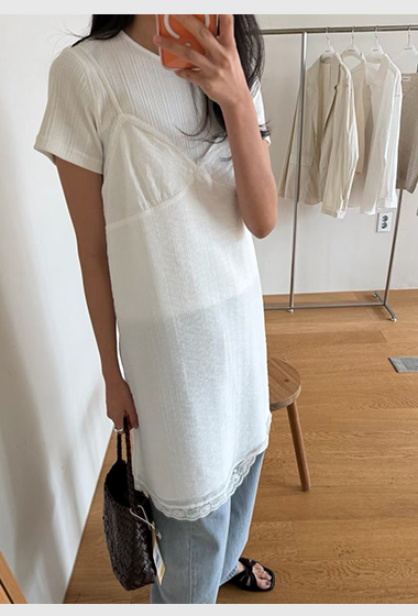 A32.瘦瘦歐膩細肩帶蕾絲長背心