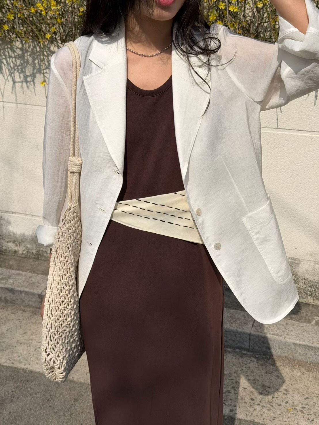 B67.瘦瘦歐膩素雅無袖長洋裝