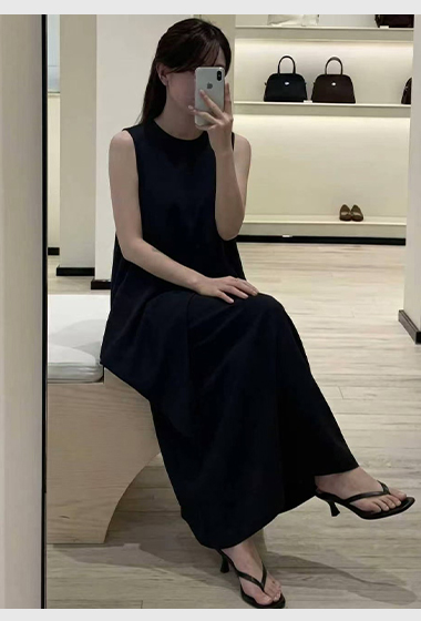 B78.森林系女孩亞麻波浪洋裝