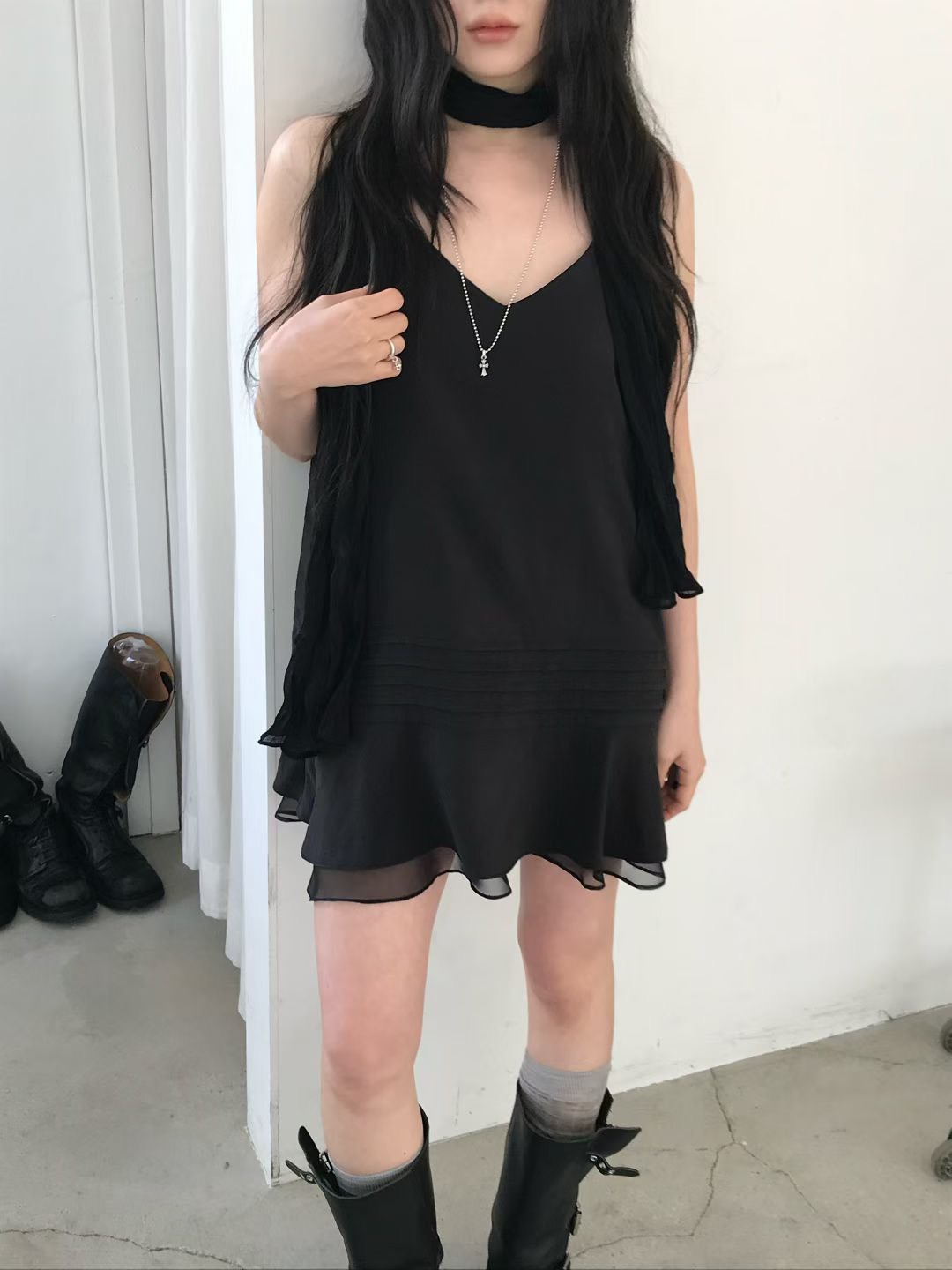 A34.浪漫女孩細肩帶層次小洋裝