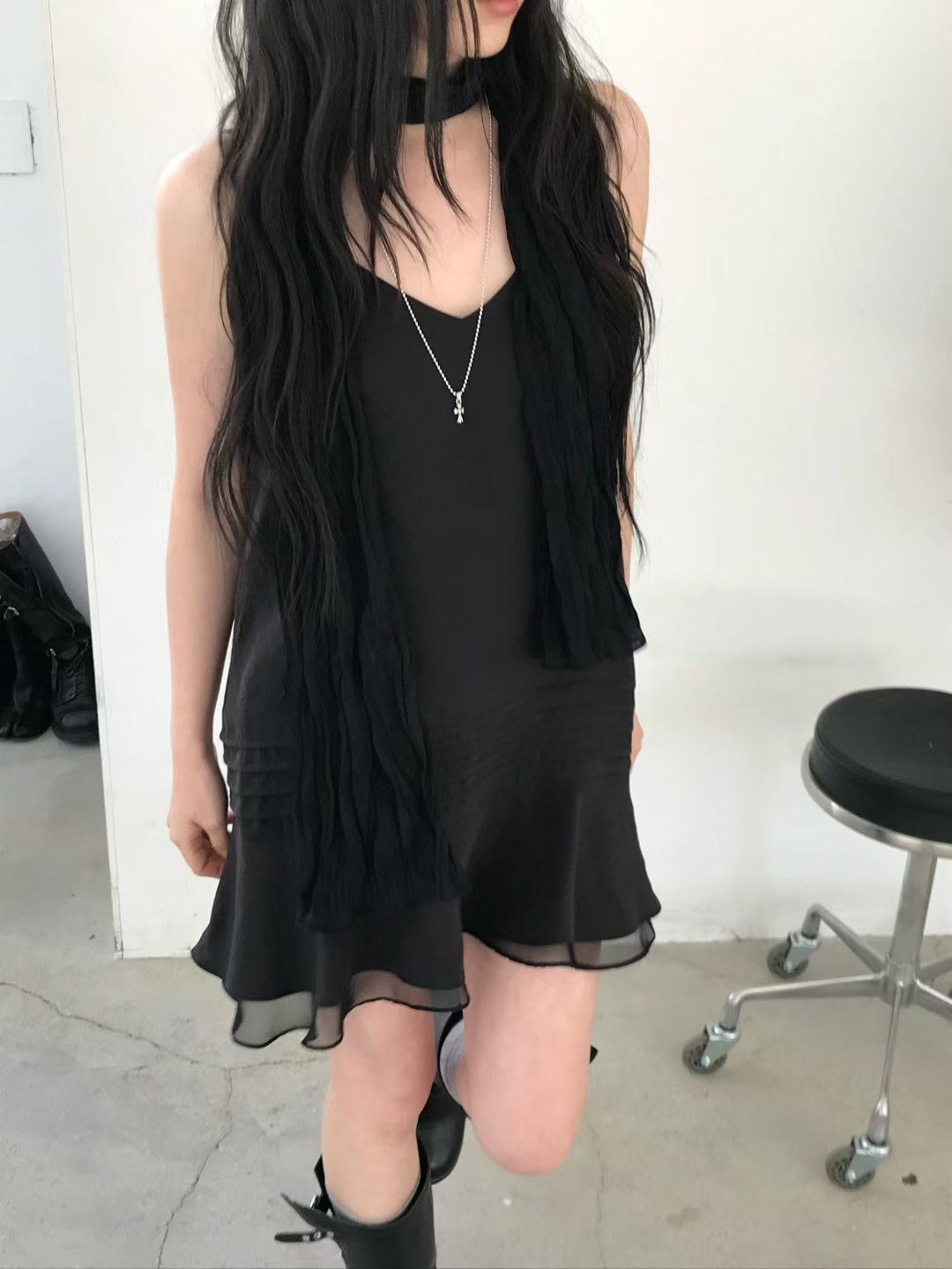 A34.浪漫女孩細肩帶層次小洋裝