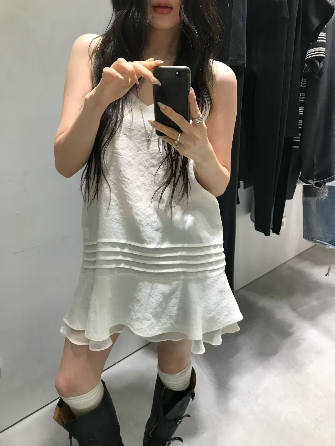 A34.浪漫女孩細肩帶層次小洋裝