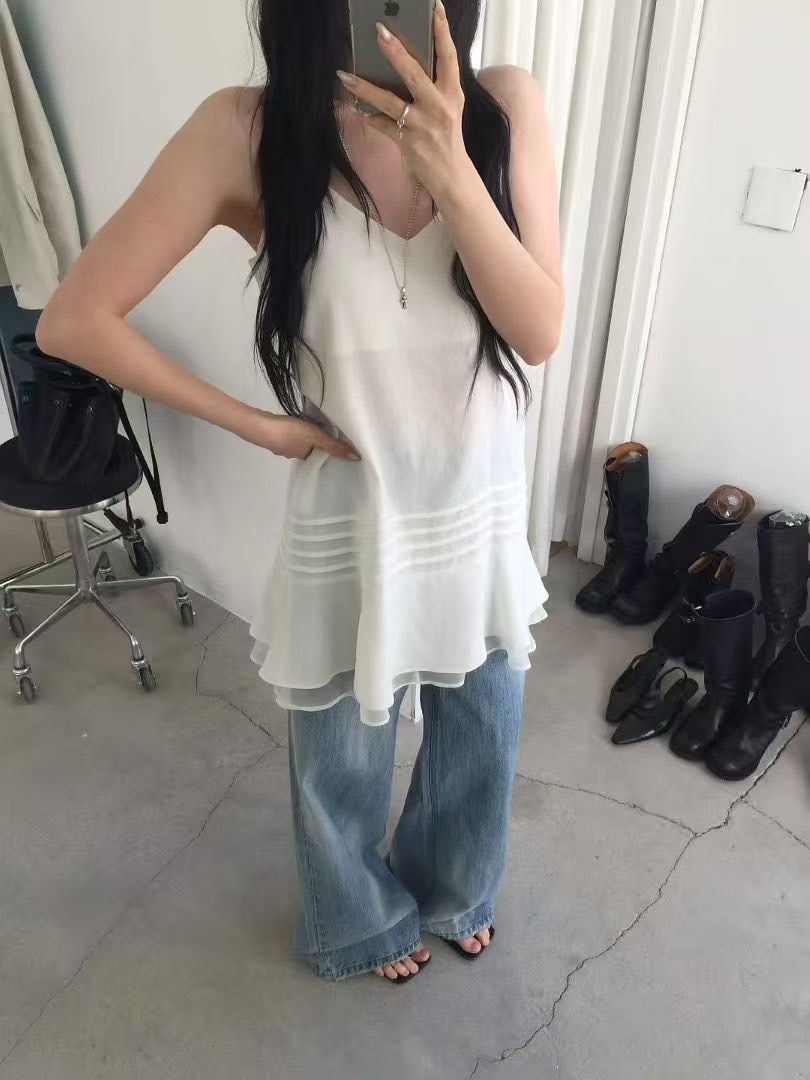 A34.浪漫女孩細肩帶層次小洋裝