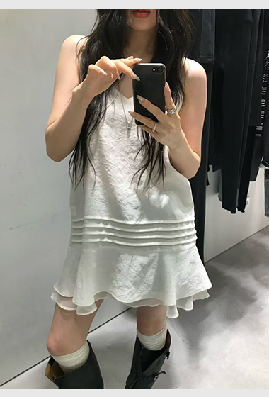 A34.浪漫女孩細肩帶層次小洋裝