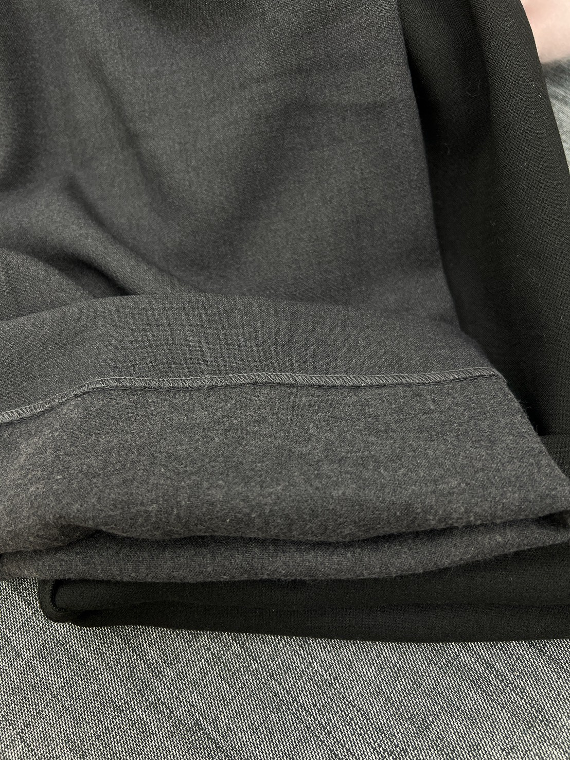 西裝布霧黑鬆緊腰鬆弛寬褲