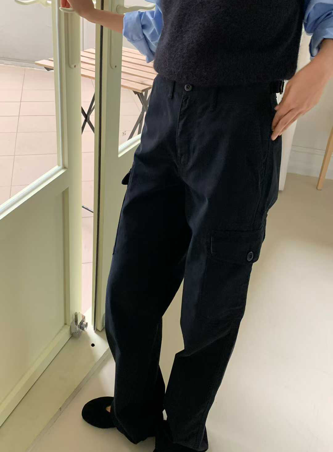 B37.清爽家側貼口袋工裝長褲