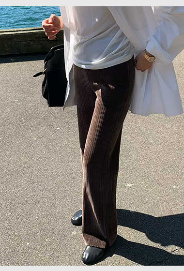 B25.清爽家彈性條絨休閒長褲