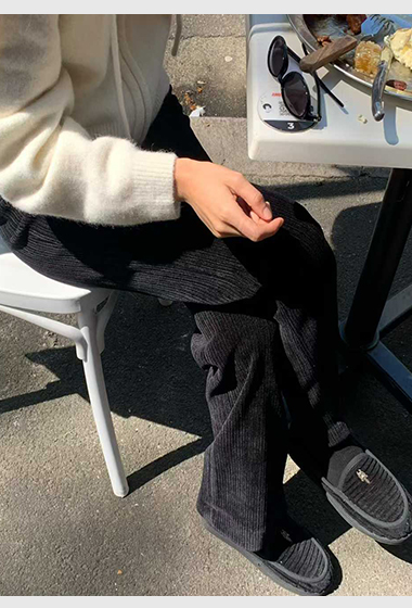 B25.清爽家彈性條絨休閒長褲