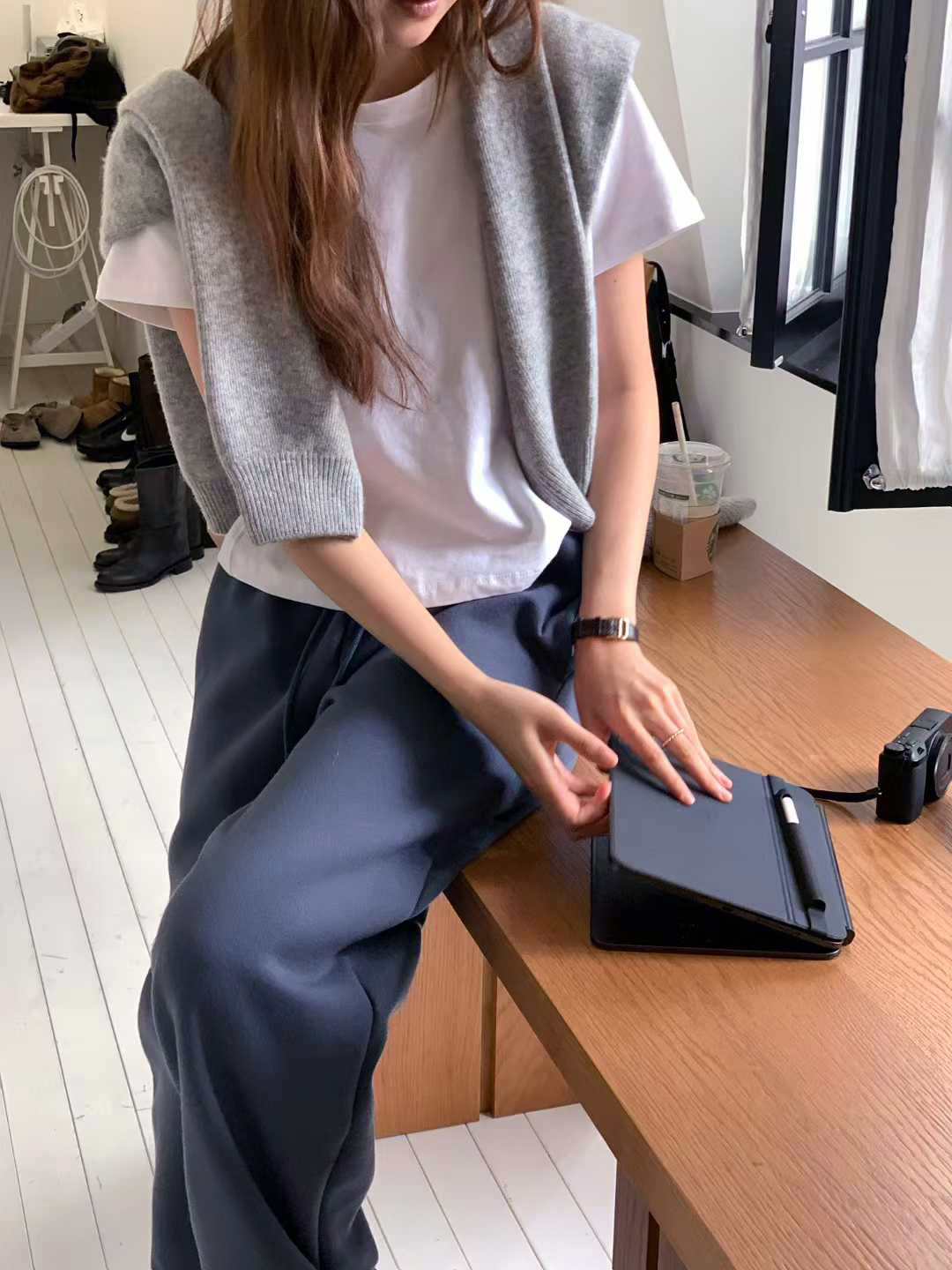 B110.大V家舒服穿搭綁帶休閒褲