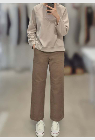 A01.水洗褲家褲管壓線休閒長褲