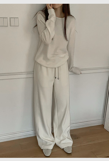 韓妞保暖顯瘦羊毛落地長褲