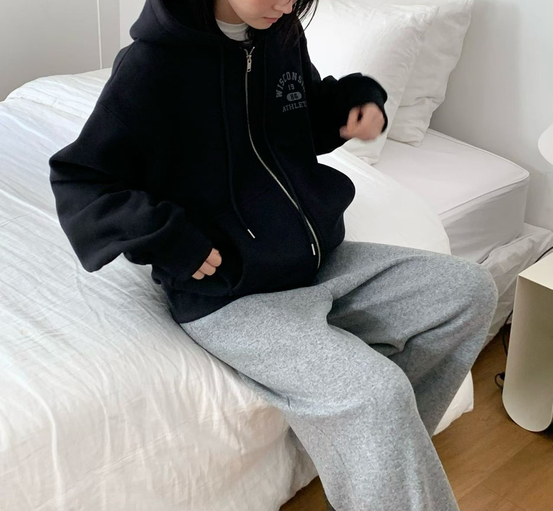 C16.纖瘦家舒適腰綁帶羊毛長褲