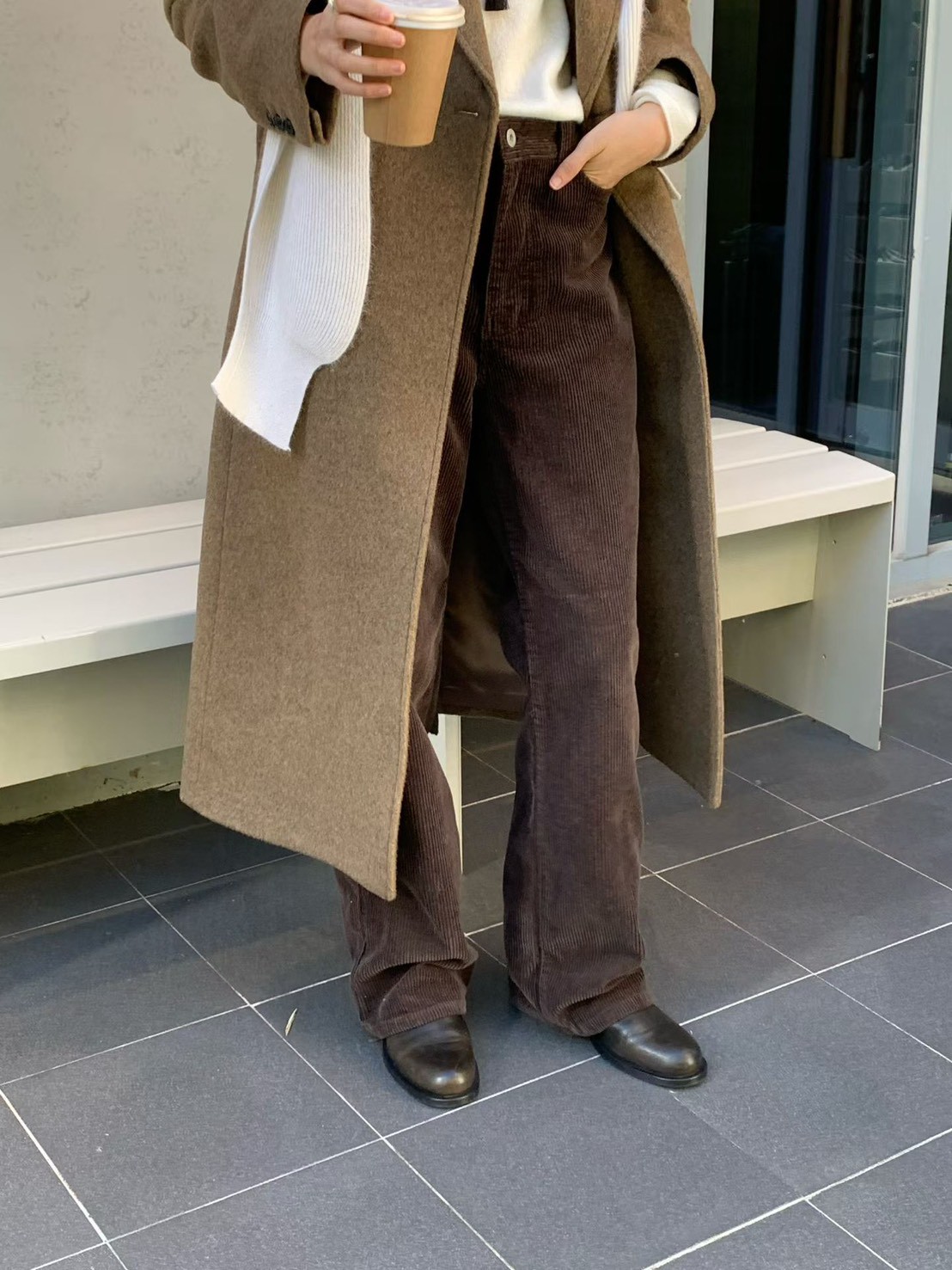 A25.大V家可可奶油燈芯絨休閒褲