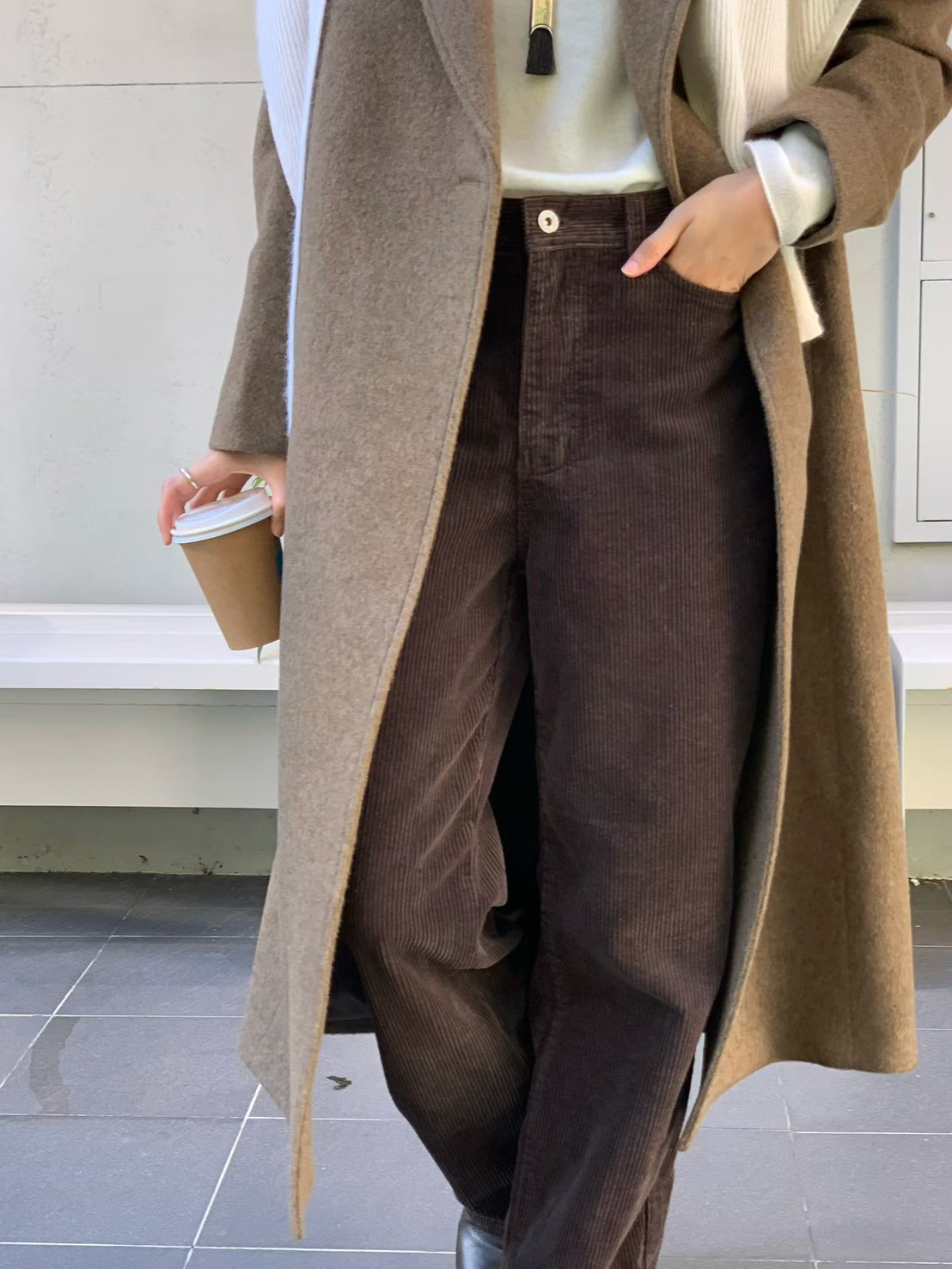 A25.大V家可可奶油燈芯絨休閒褲