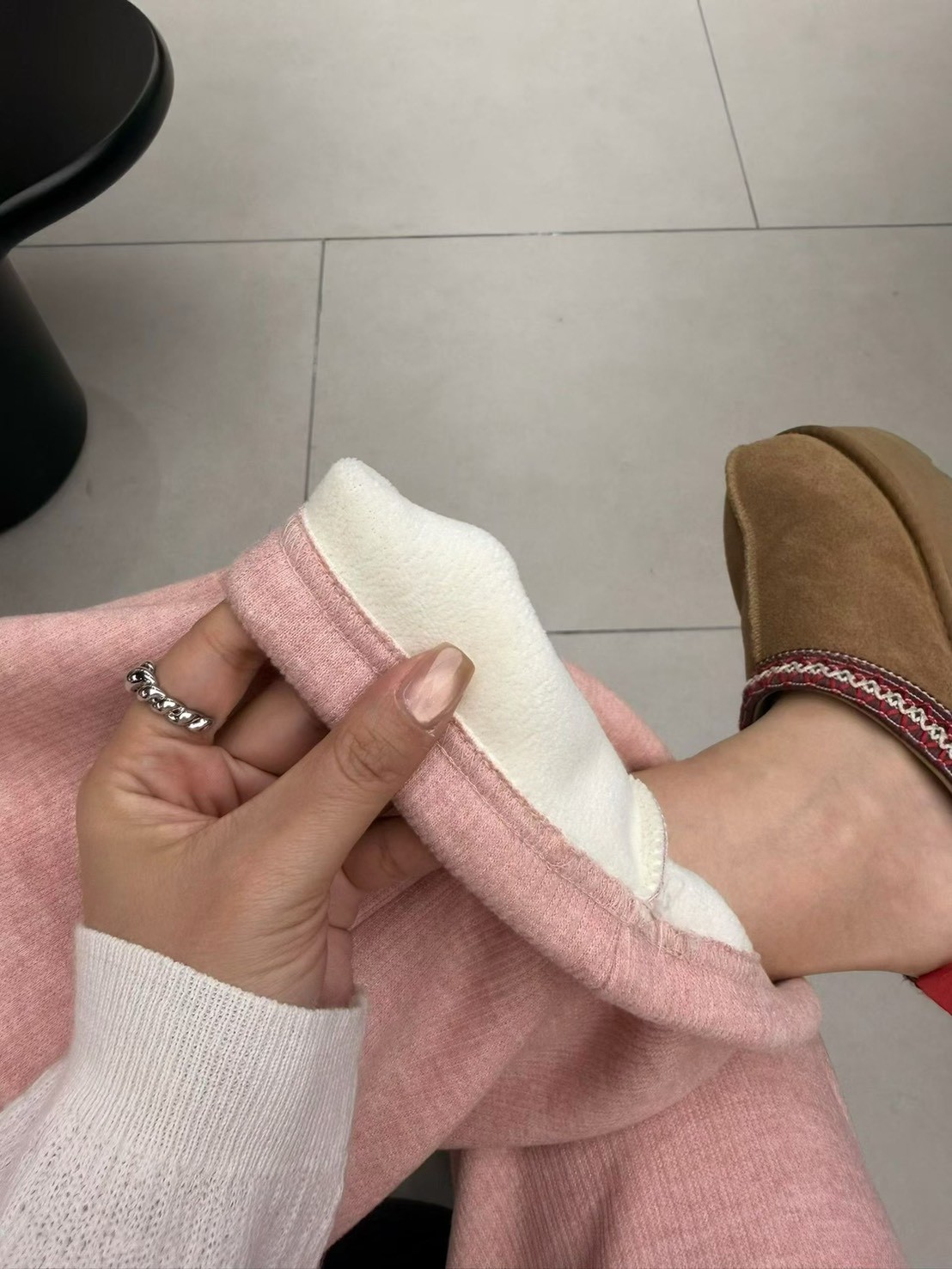 A17.絨面坑條內刷毛保暖休閒褲