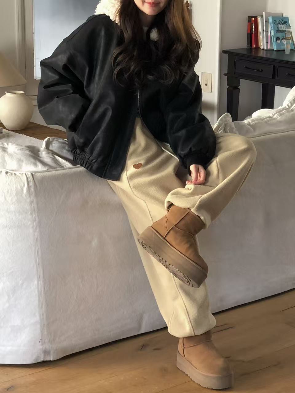 A16.甜美小愛心標縮口運動褲