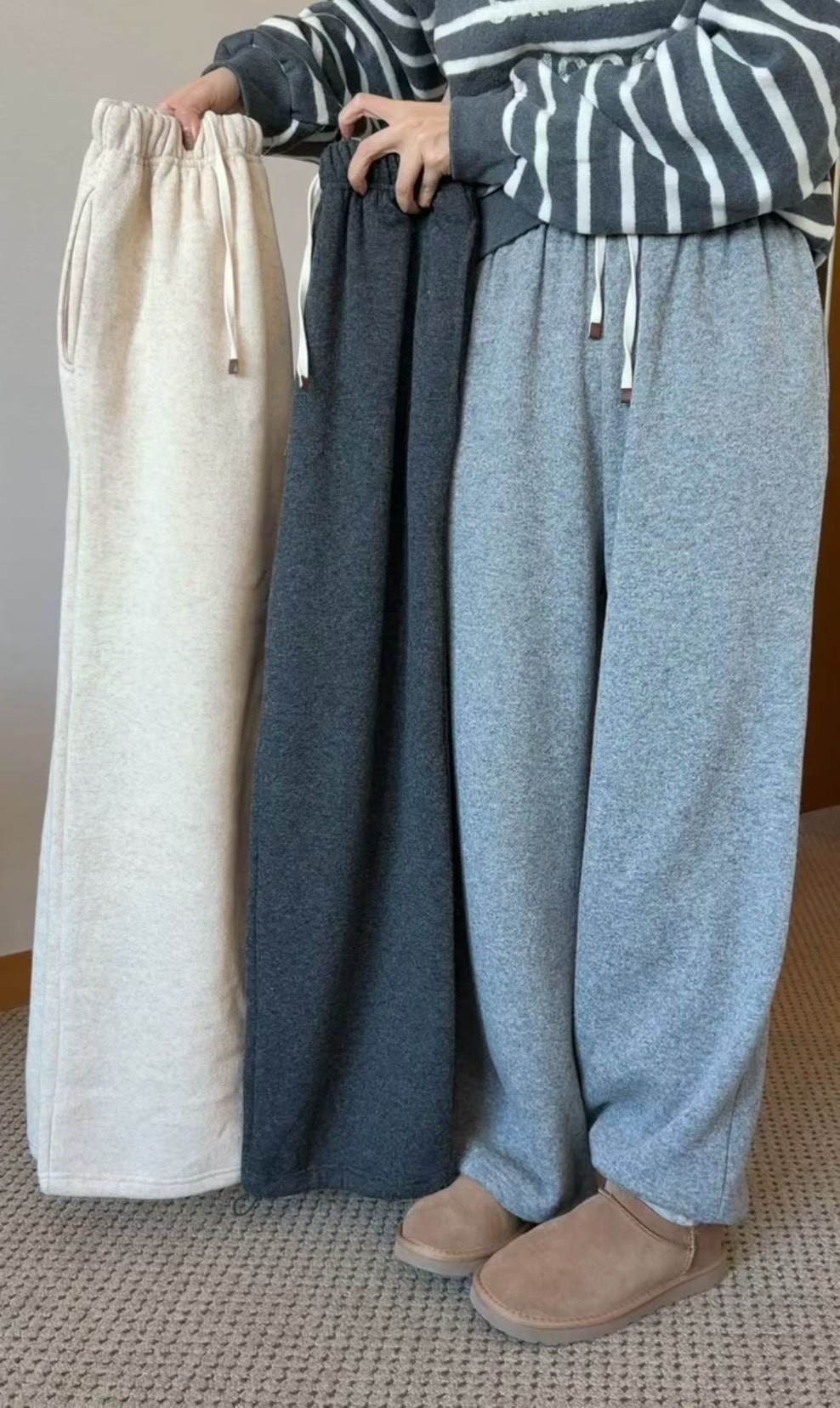 A15.冬日兩穿縮口內磨毛羊毛休閒褲