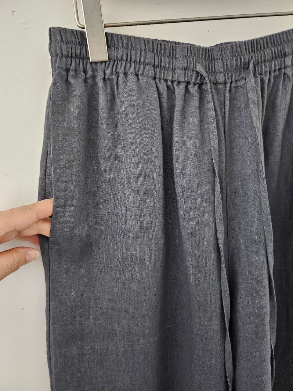 B80.星星家100%亞麻寬褲