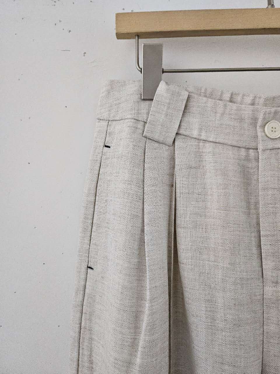 B79.星星家亞麻混紡打褶寬褲