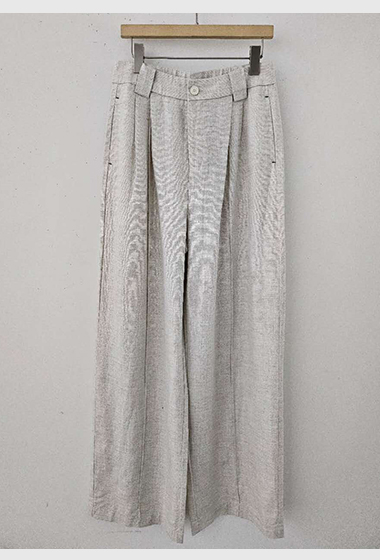 B79.星星家亞麻混紡打褶寬褲