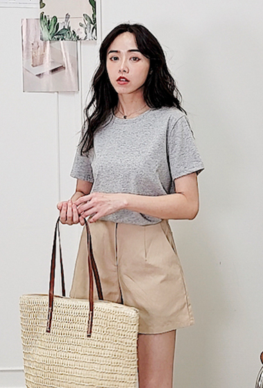 韓國棉麻混紡短褲