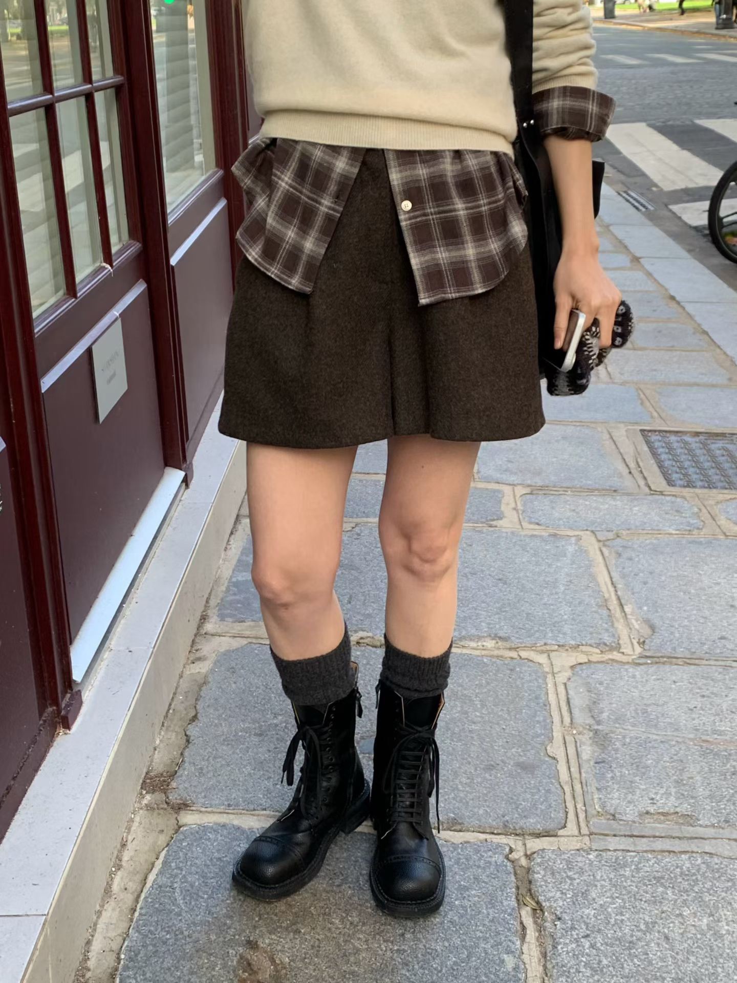 A86.冬日奶茶暖暖羊毛短褲