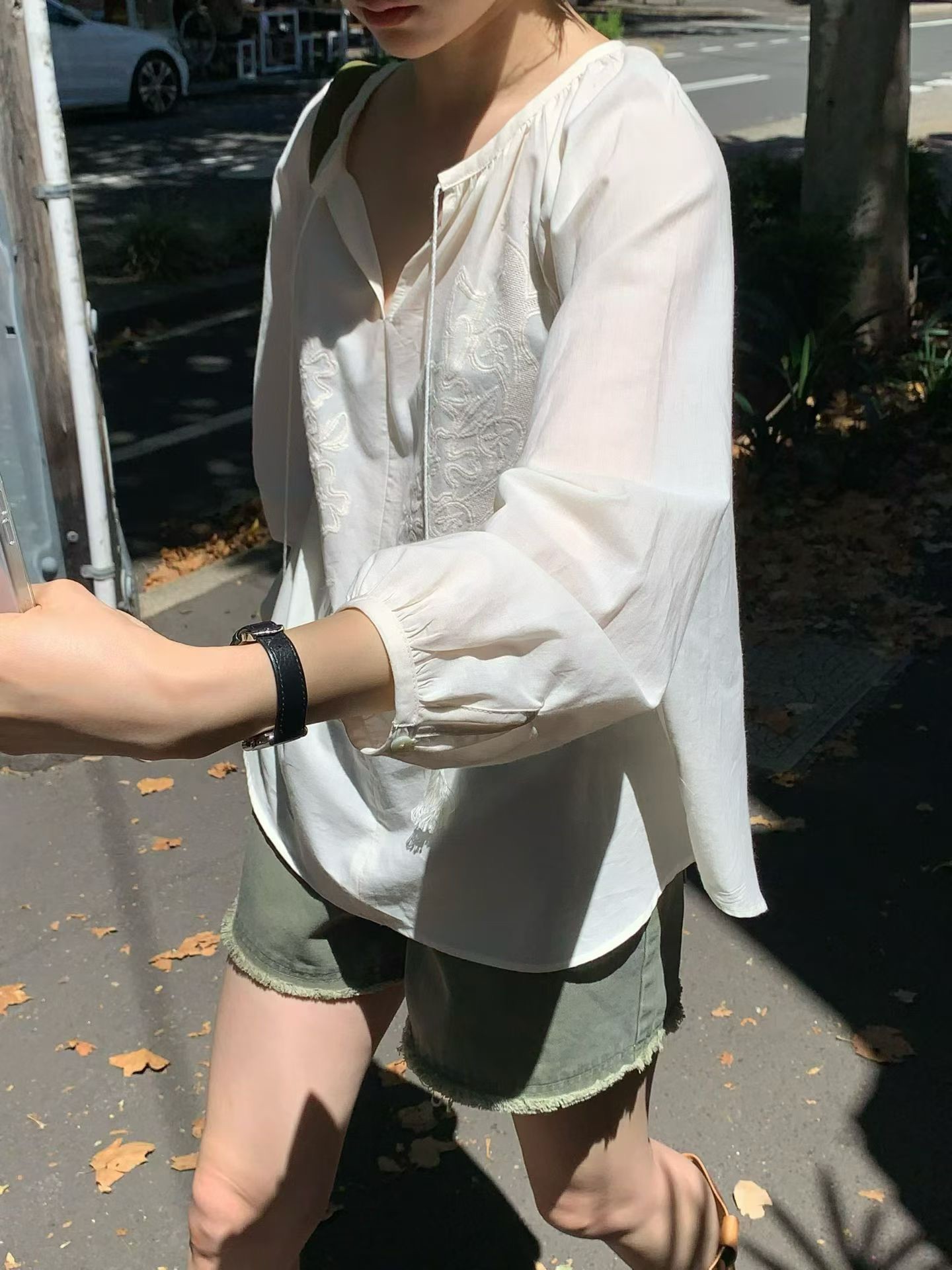 JP家低彩度鬚邊設計短褲