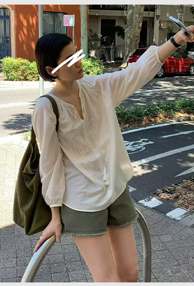 JP家低彩度鬚邊設計短褲