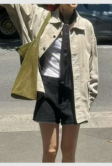 JP家低彩度鬚邊設計短褲