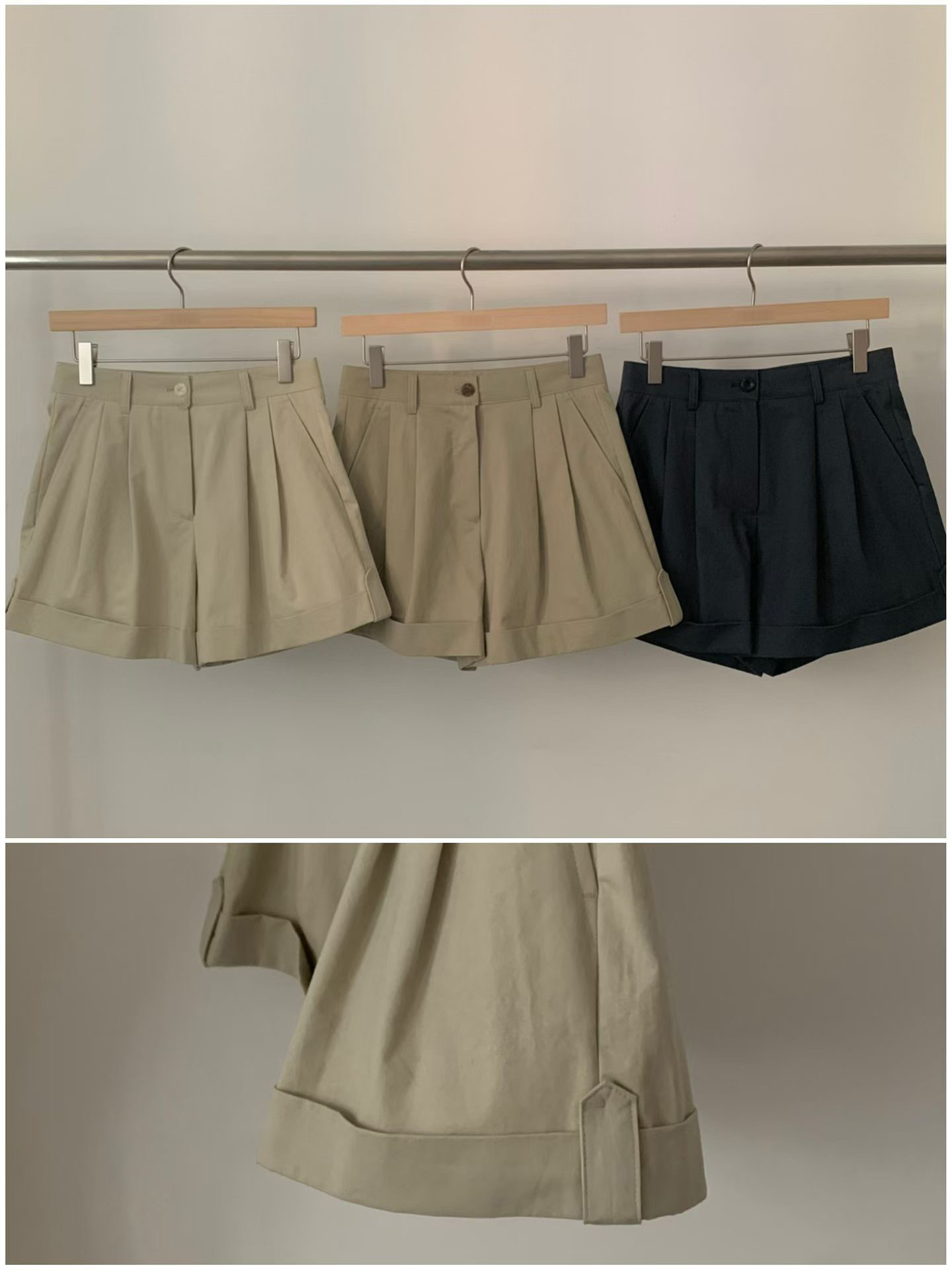 B24.休閒壓褶修飾短褲