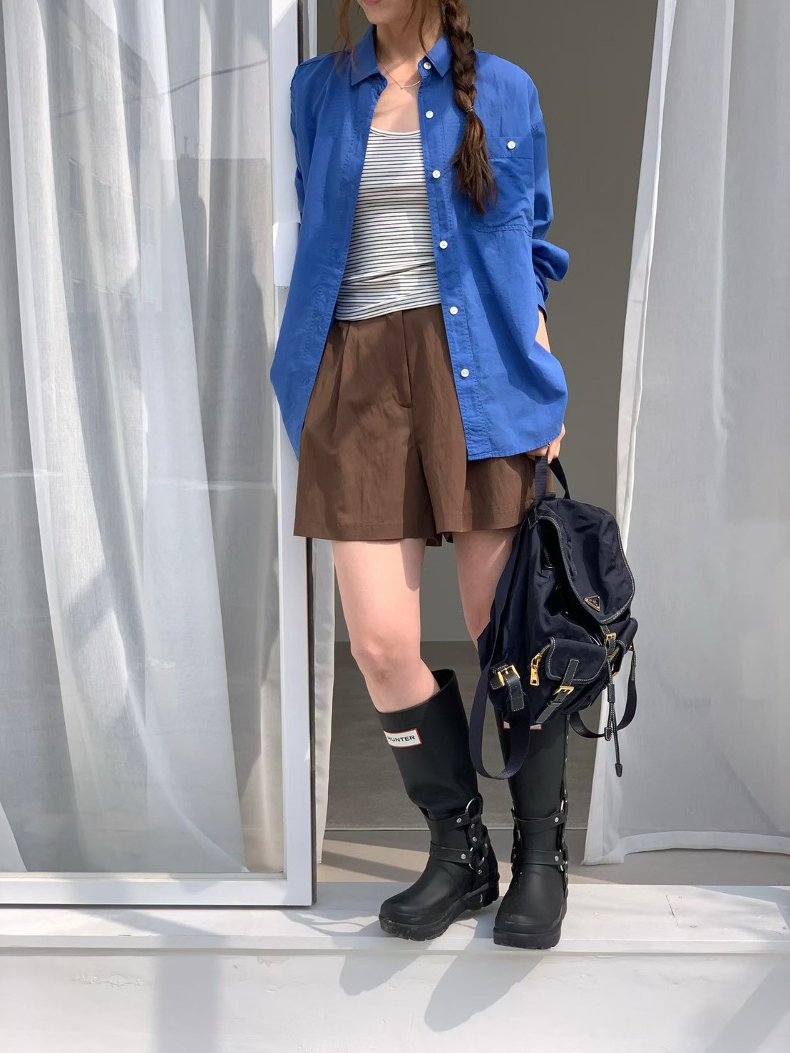 B35.舒適俏皮壓褶短褲