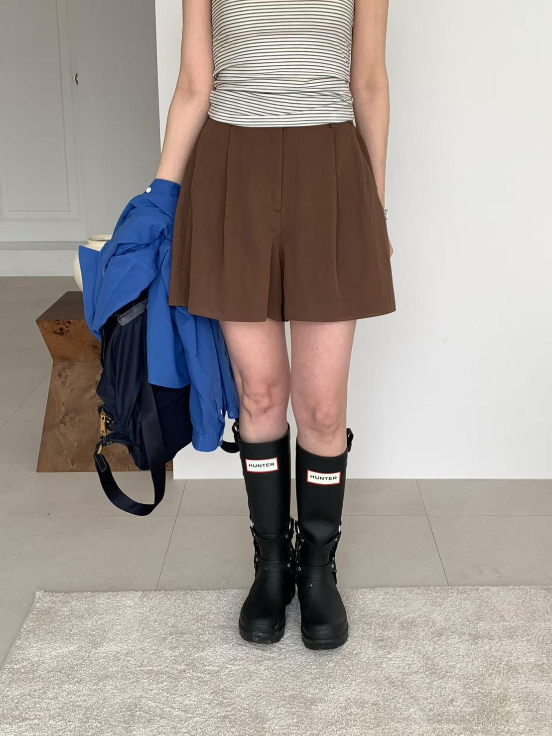 B35.舒適俏皮壓褶短褲