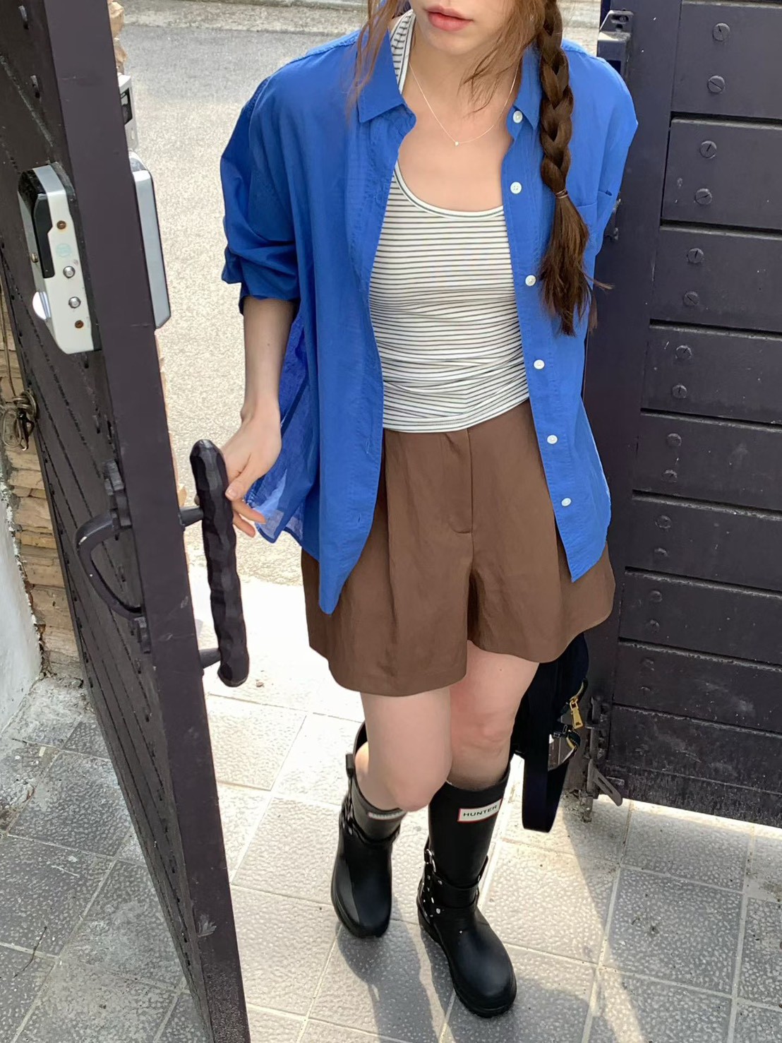 B35.舒適俏皮壓褶短褲