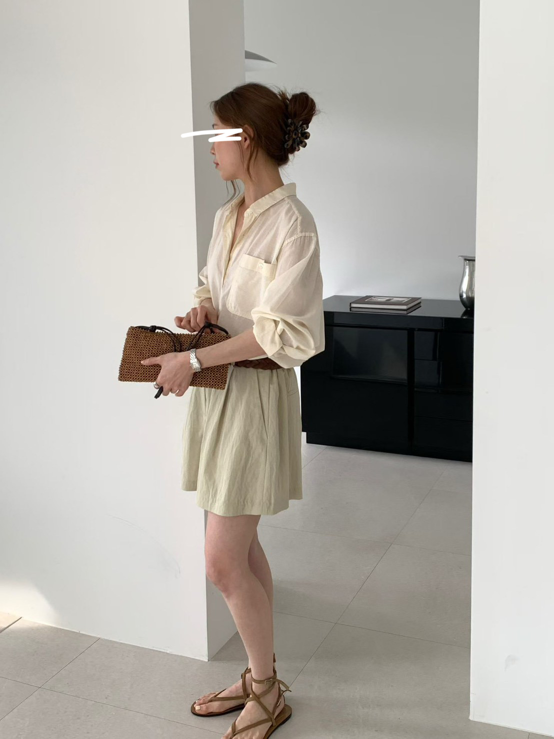 B35.舒適俏皮壓褶短褲